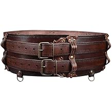 Medieval Steampunk Waist Belt, Double Solid Color Belt Buckle, Vintage Gothic Men and Women Single Layer Belt Buckle, Viking Leather Cosplay Costume Accessories