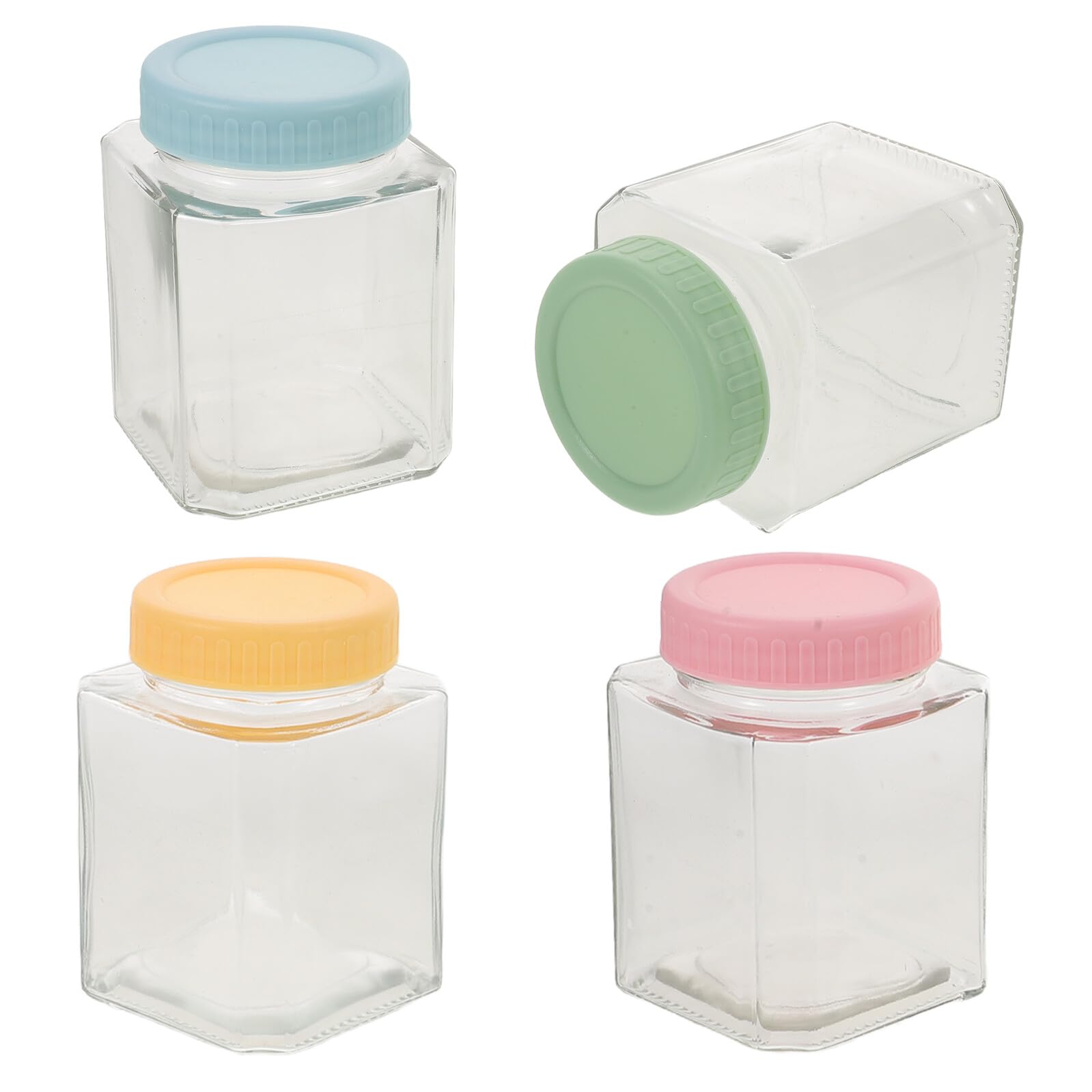 Homoyoyo Contenitore Ermetico in Vetro Quadrato 4 Pezzi con Coperchio