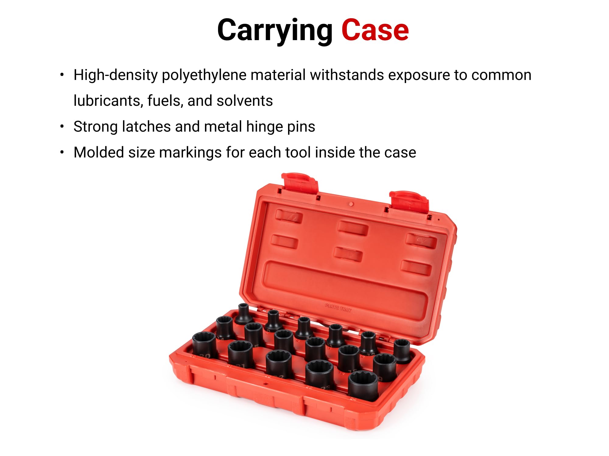 TEKTON 1/2 Inch Drive 12-Point Impact Socket Set with Case, 17