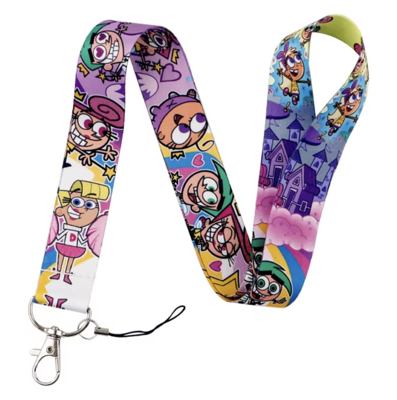 The Fairly OddParents Wanda and Cosmo Cartoon Animated TV Show 17.7" Neck Lanyard Keychain Holder ID Badge Mobile Phone Pin Strap