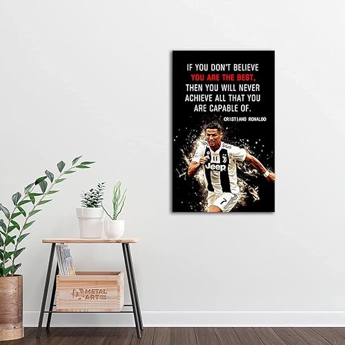 Miniatura 9 de AMART SUN Decoración de deportes de fútbol  Póster con cita de superestrella, lienzo inspirador, arte de pared, arte motivacional, decoración