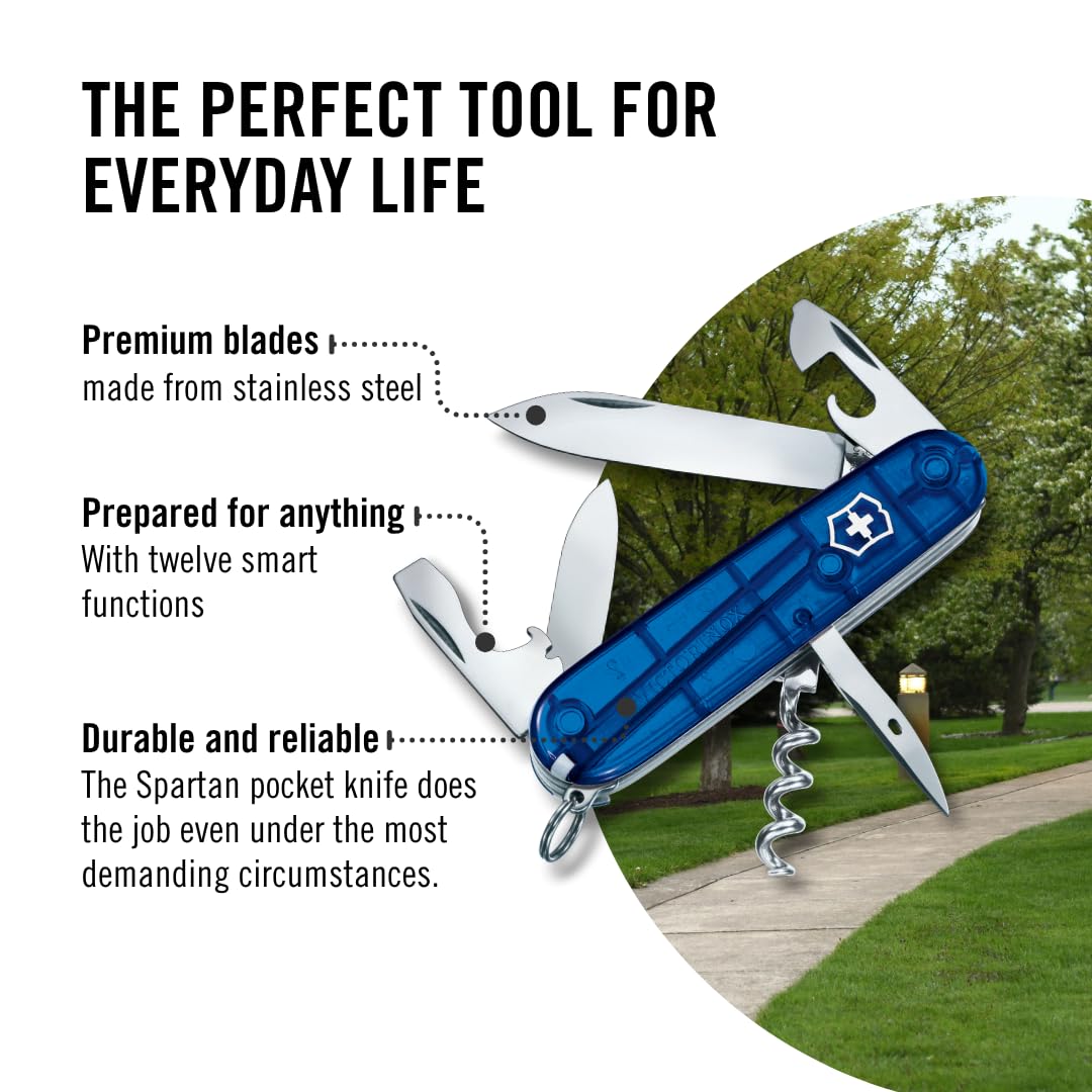 Victorinox Taschenmesser Spartan (12 Funktionen, Klinge, Korkenzieher, Dosenöffner, Kapselheber, Pinzette)