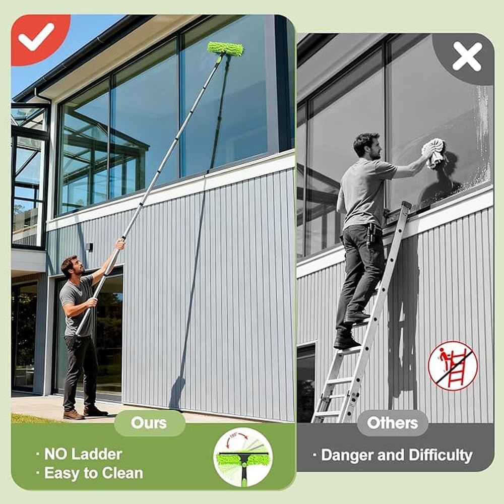 IOIUSKKU Professionelles 2 in 1 Fensterreinigungsset mit Abzieher und