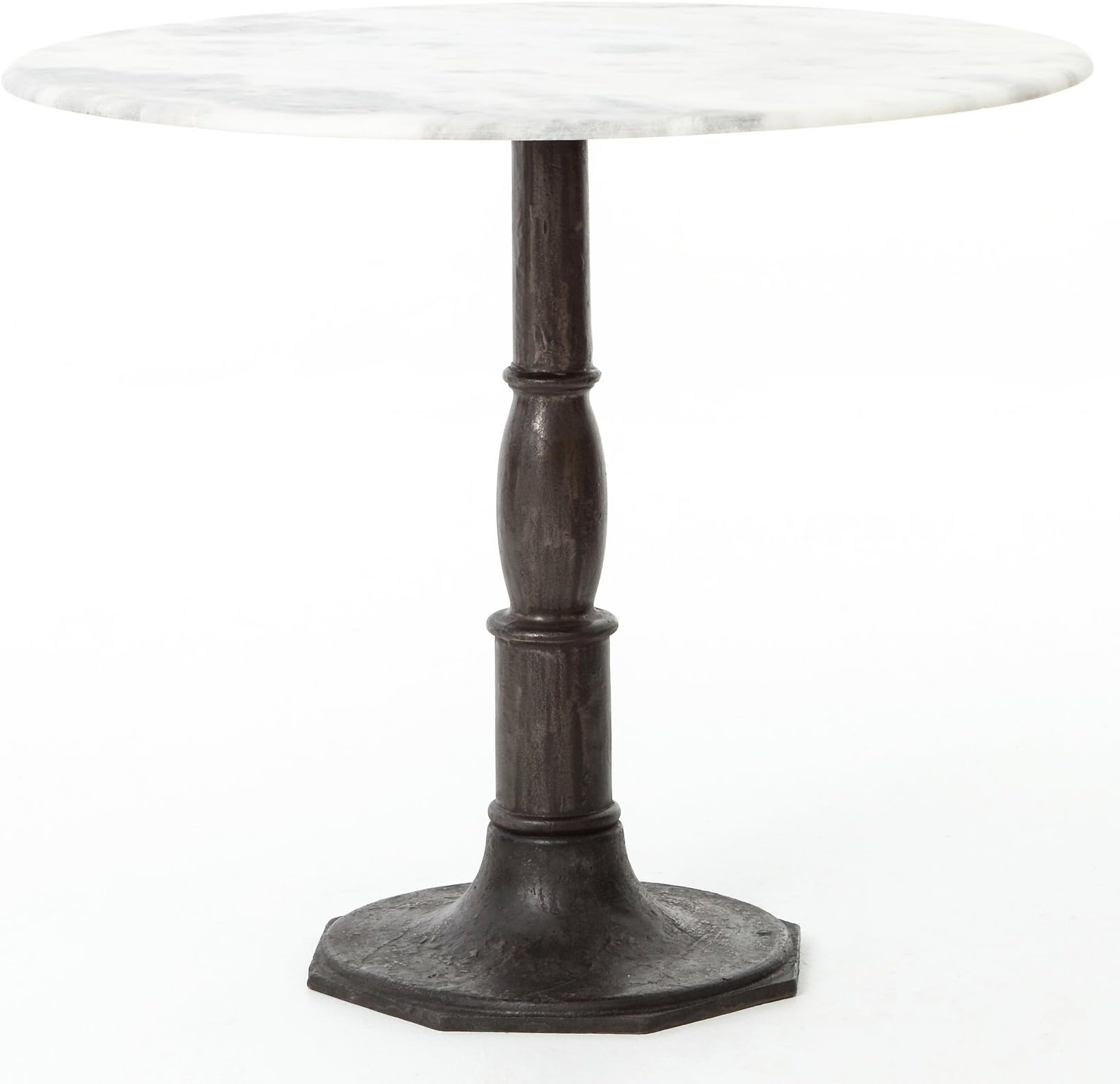 Kathy Kuo Home Alondra Classic Cast Iron Marble Round Dining Table