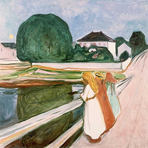 Affiche sur toile encadré Nuit blanche Edvard Munch paysage abstrait 93x93
