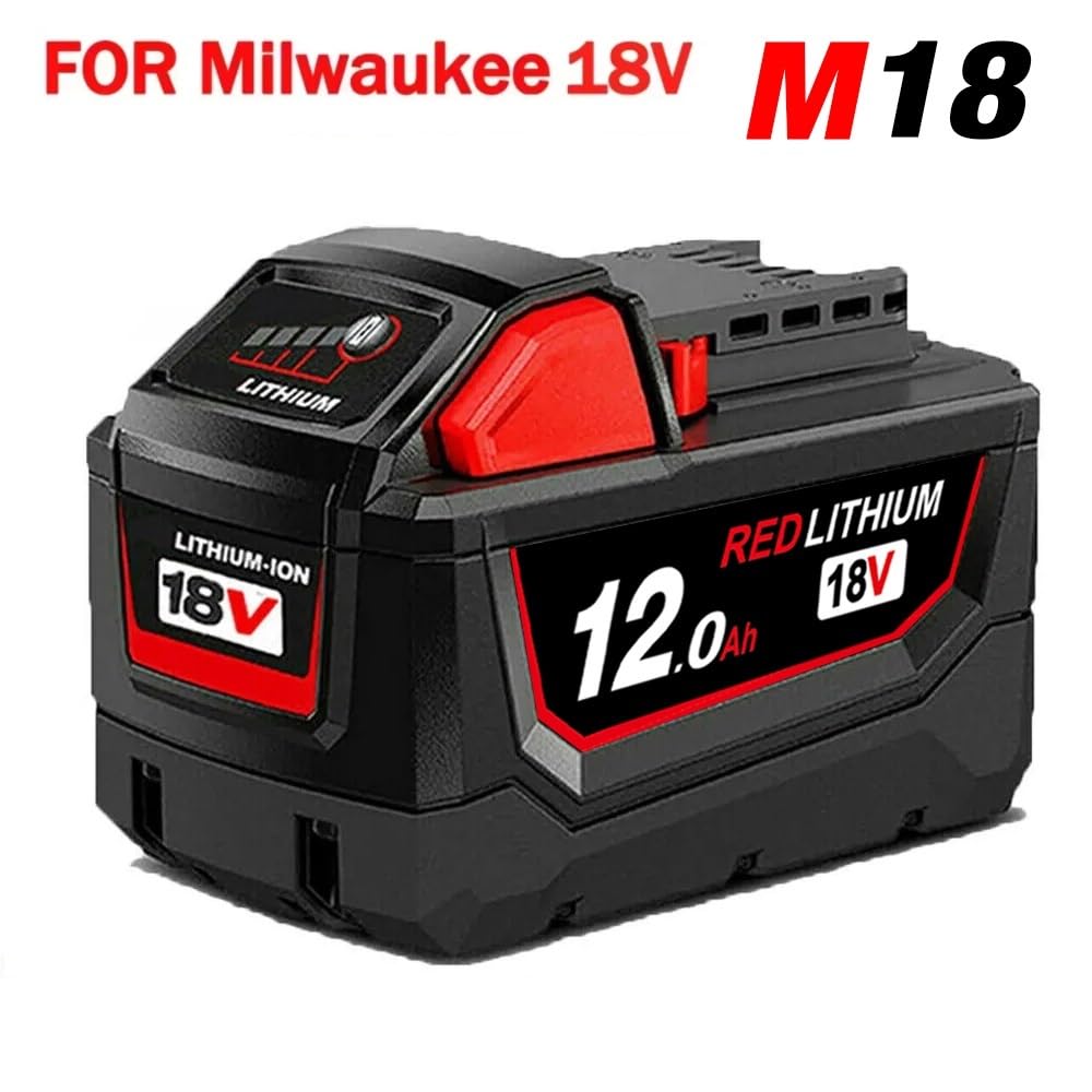 Compatibile con Milwaukee M18 48-11-1815 48-11-1850 2646-20 2642-21ct servizio M18 XC Caricabatteria positivo for batteria al litio 18V 12000mAh(MWQ 12AX2)