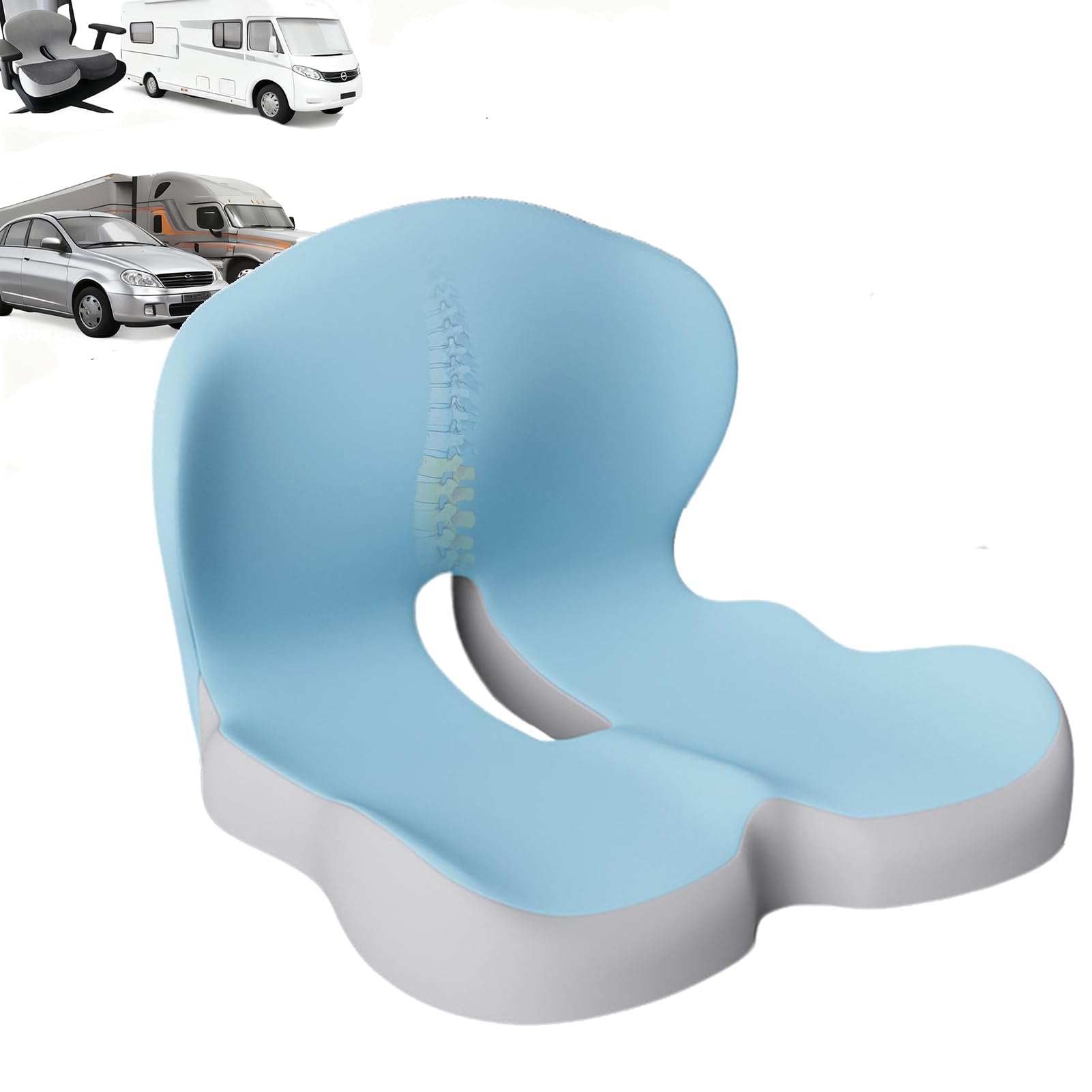 Cojín de asiento de coche con soporte lumbar, espuma viscoelástica antideslizante, funda lavable a máquina, cojín integrado para respaldo y asiento