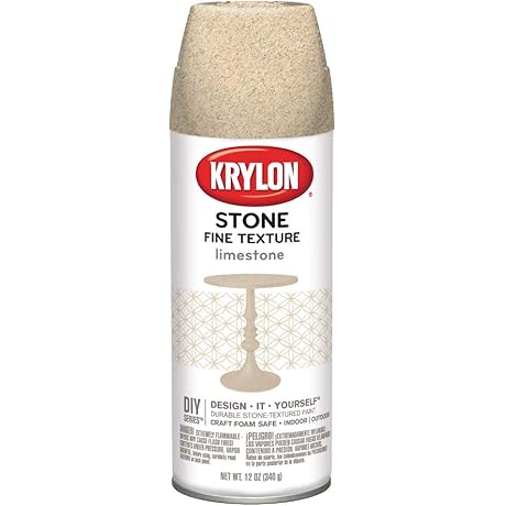 Krylon K03703000 Fine Stone Textured Finish, Bird Bath Safe Paint, Limestone