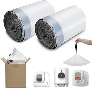 100 Count Cat Litter Box Liners - Fit Pura Max/Pura X, Self-Cleaning Cat Litter Box Replacement Litter Bags, Leak-Proof, 2.5 MIL Tear-Resistant, Drawstring Closure, Unscented Gray