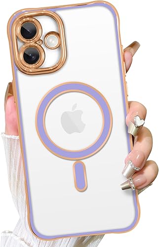 Vista 484 de Fiyart - Funda transparente magnética con purpurina para iPhone 12 para mujeres, con grabado "Love" metálico, protección para cámara y antigolpes