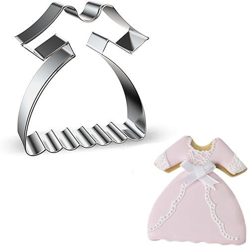 Vista 62 de Cortador de galletas en forma de vestido de gran tamaño, vestido de princesa sin tirantes de acero inoxidable, vestido de boda, cortador