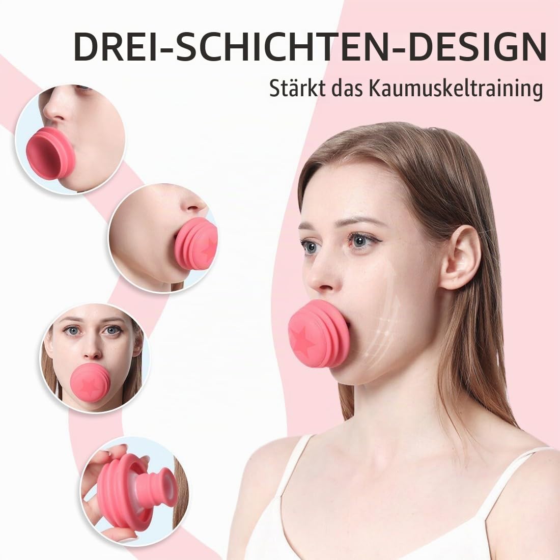 V Face Gesichtsmuskeltraining Jaw Trainer Kiefertrainer, Doppelkinn Entferner,rainer für Gesicht, Mund, Meißel und Verbesserung der Kieferlinie