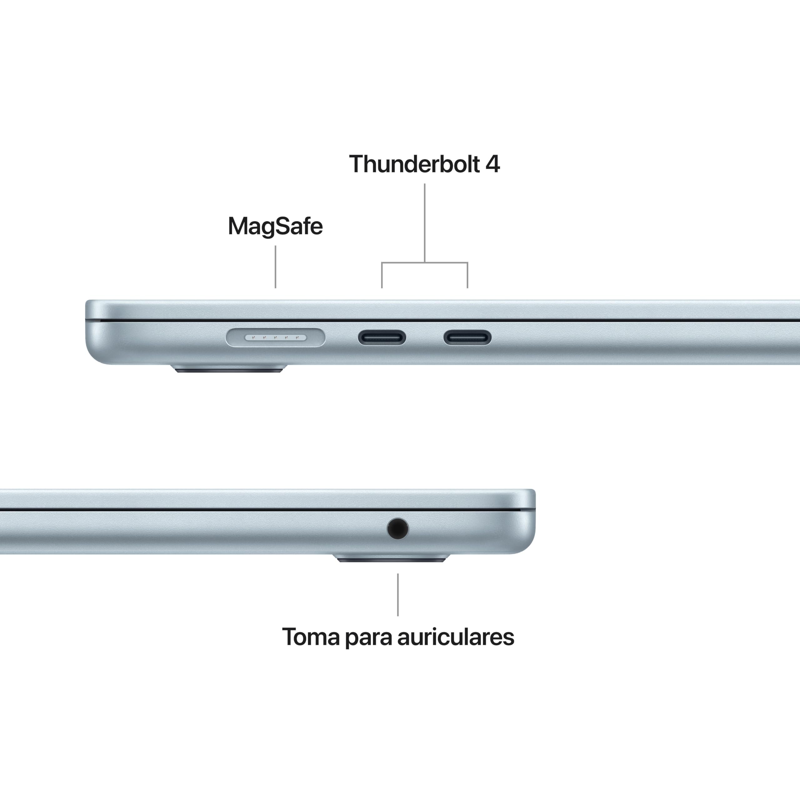 Apple MacBook Air de 15,3 Pulgadas con Chip M5: Pantalla Liquid Retina, CPU de 10 núcleos, GPU de 10 núcleos, 24 GB de Memoria unificada, 1 TB de SSD, Wi-Fi 7,Teclado español; Azul Cielo