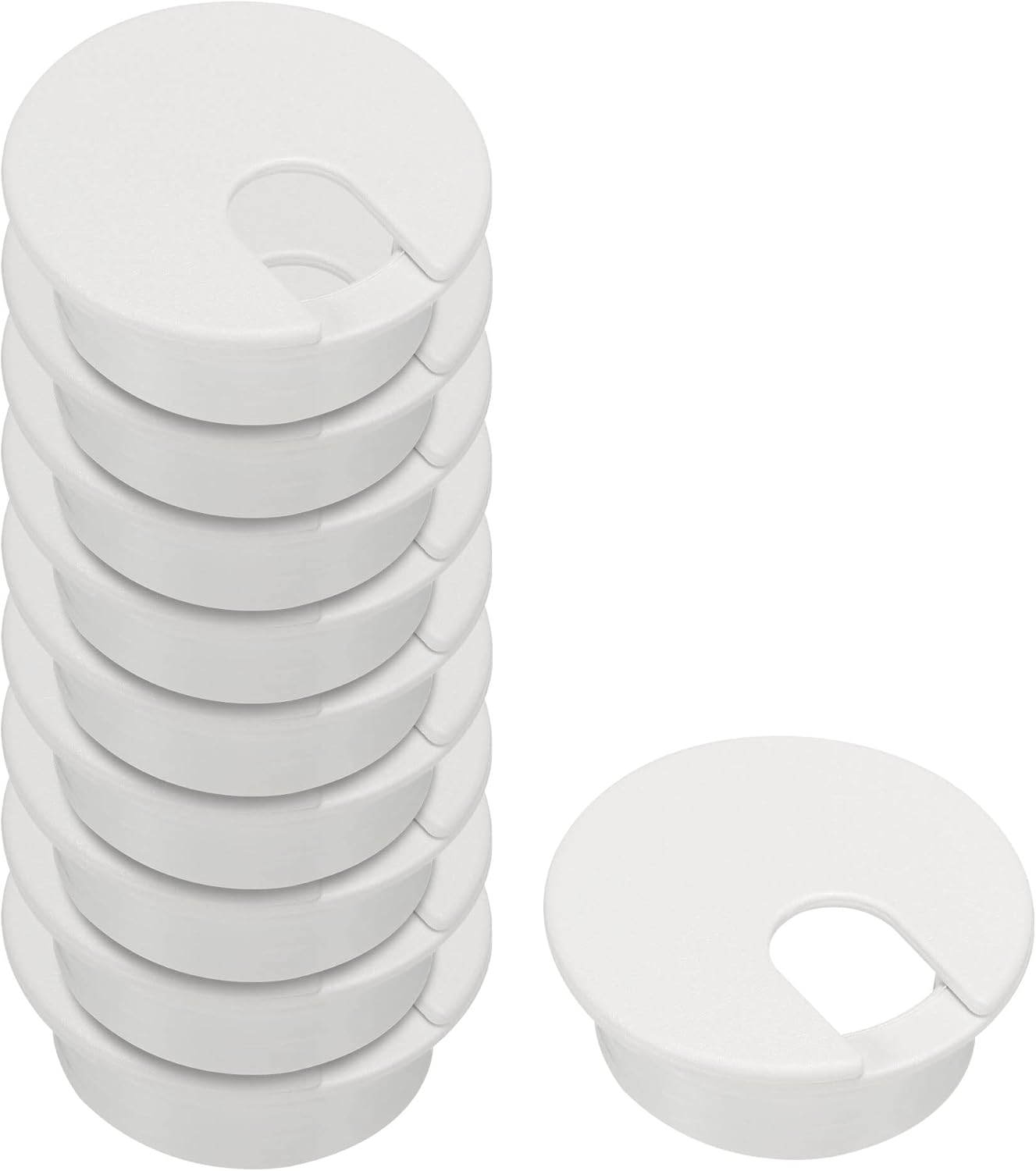 YOKIVE 10 Pcs Desk Cable Hole Cover, Plastic Grommet Great for Office, Home, Daily Use (35mm, White)