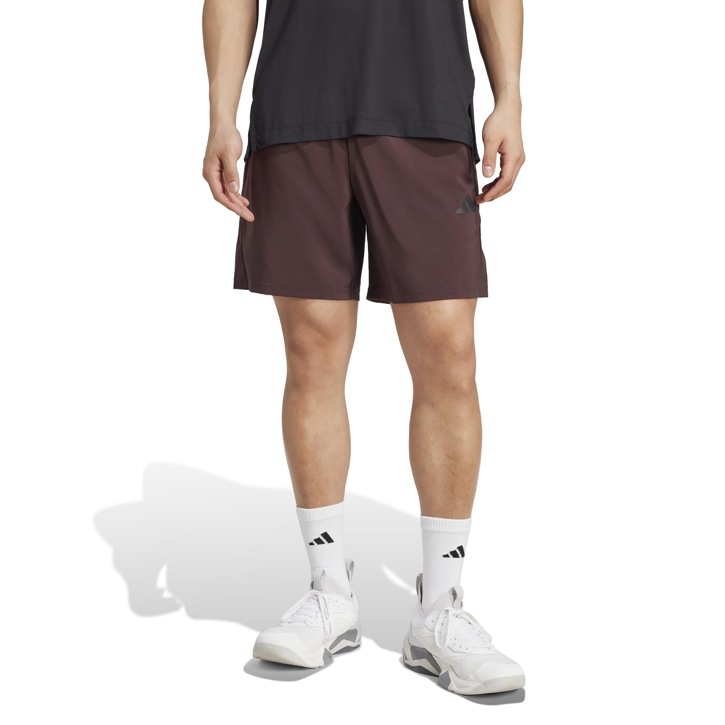 adidas Men's Train Essentials Woven Training Shorts, Shadow Brown/Black, XS 7 inch