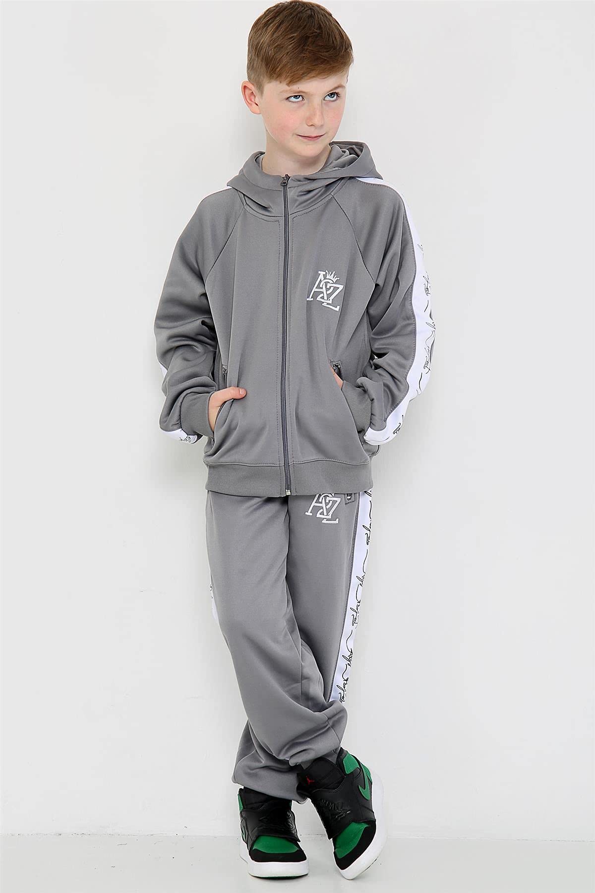 A2Z 4 Kids Dziewczynki Chłopcy Dres Hooded Top Botton Trening Bieganie Jogging Garnitur Odzież Sportowa Odzież Wypoczynkowa Zestaw Strojów Wiek 5-13 Lat