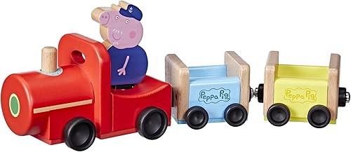 Peppa Pig Tren de juguete de madera de juguete hecho de madera de origen responsable, juguetes de madera para niñas y niños de 2 años en adelante