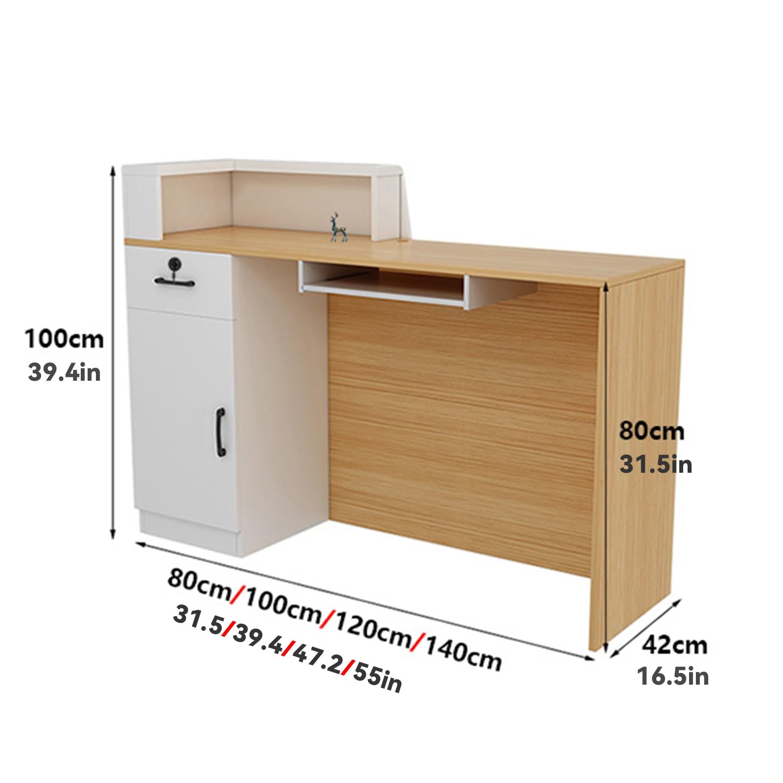 Bancone Reception Moderno,Banco reception,Bancone cassa for negozio,Banco Reception con Spazio di Archiviazione,per Reception di Hotel, Negozi di Abbigliamento,Parrucchiere(D,Right-120CM/47.2IN)