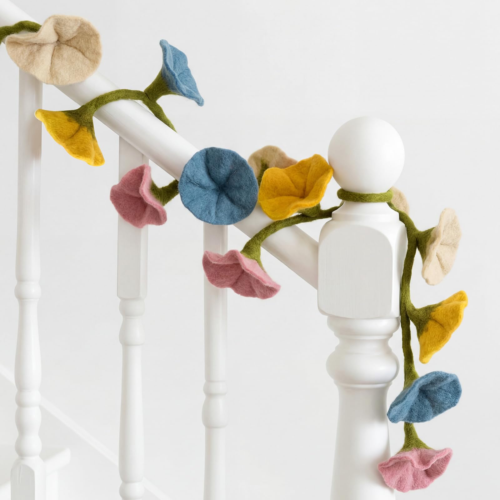 Photo 1 of XunYee 5.6 ft Wool Felt Flower Garland Hand Felted Flower Strings for Wedding Party Floral Decor Mantle Decorations(Boho Colors,1 Pack)