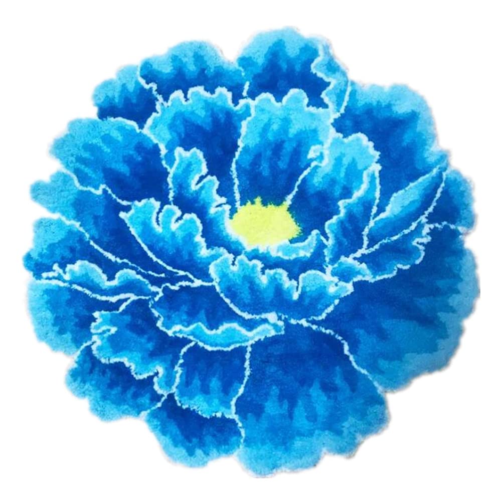 Judy Dre am Blue Peony Flower Shaped Area Rugs Soft Round Rug for Bedroom Kitchen Bathroom Living Room