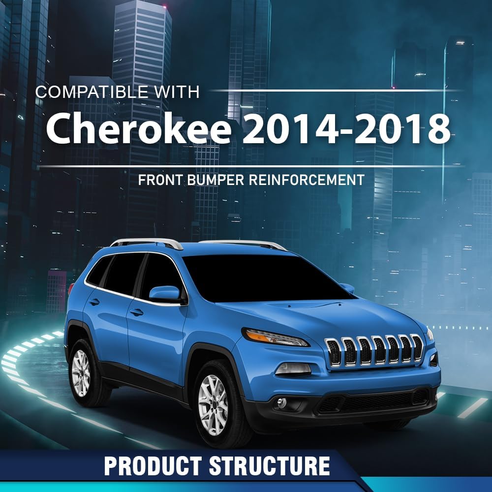 PIT66 Front Bumper Reinforcement Compatible with Jeep Cherokee 2014-2018 68096072AB, CH1006227 Silver