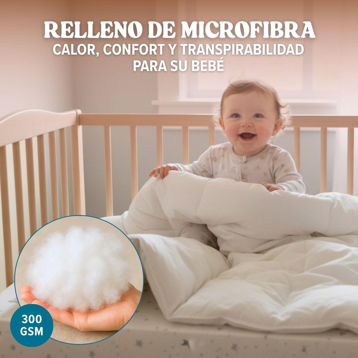 DREAMWAY Edredón nórdico para bebé 75×120 cm (Cuna 60×120) – 300 g/m² Microfibra, antiácaros, Oeko-Tex – edredones Infantiles – Manta bebé