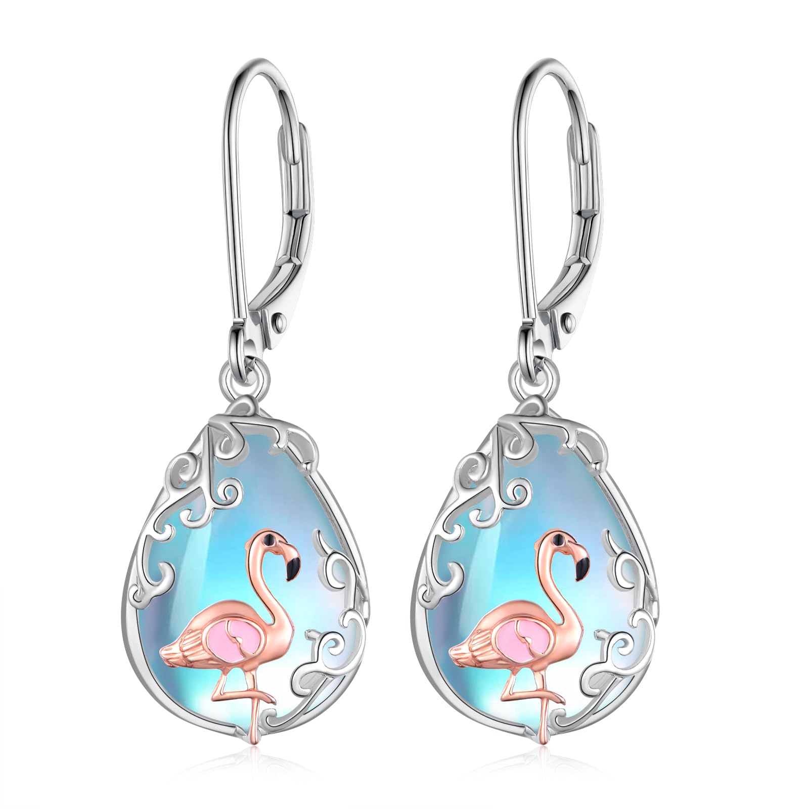 Flamingo Sterling Silver Dangle Earrings - Cute Animal Jewelry for Women