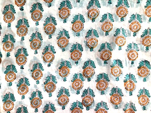 Tissu imprimé indien au yard en pur coton de Jaipur pour écharpe et décoration