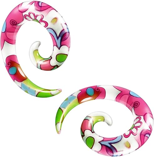 2 piezas de acrílico flor de carne en espiral, dilatador de oreja, calibre de piercing, joyería a elegir tamaños