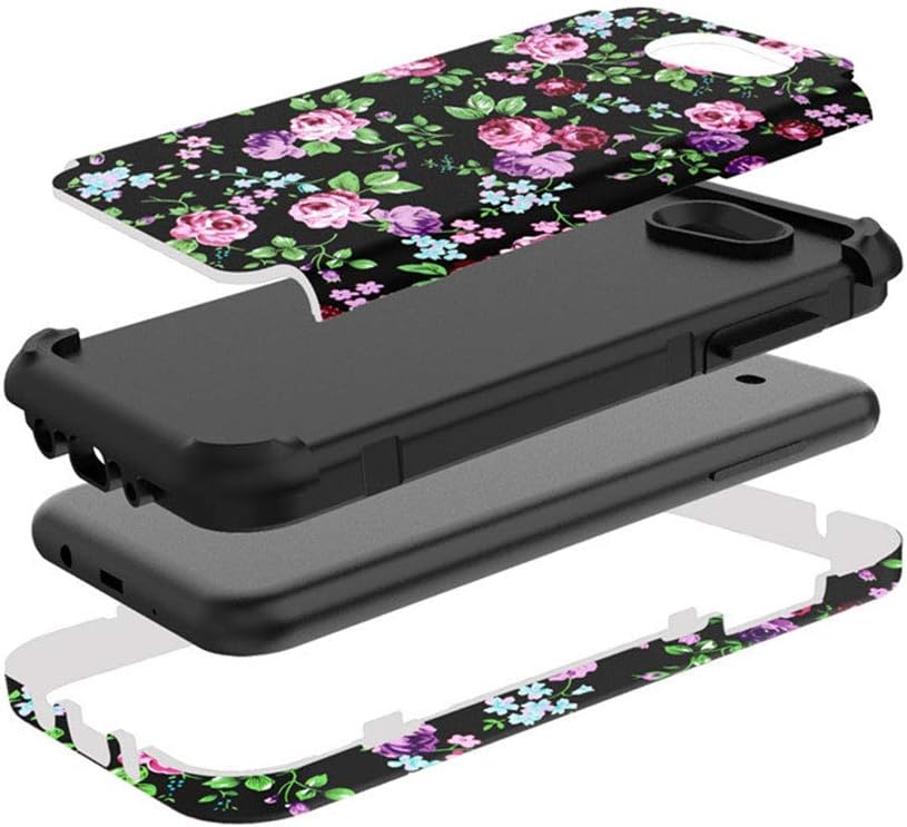 Galaxy J3 Emerge/J3 2017/J3 Prime Case, J.west Girls Unique Floral Vintage Flower Hard Matte 3in1 Hybrid Shock Proof Protective Rugged Case for Samsung Galaxy J3 Emerge, J3 2017/ J3 Prime/3 Eclipse