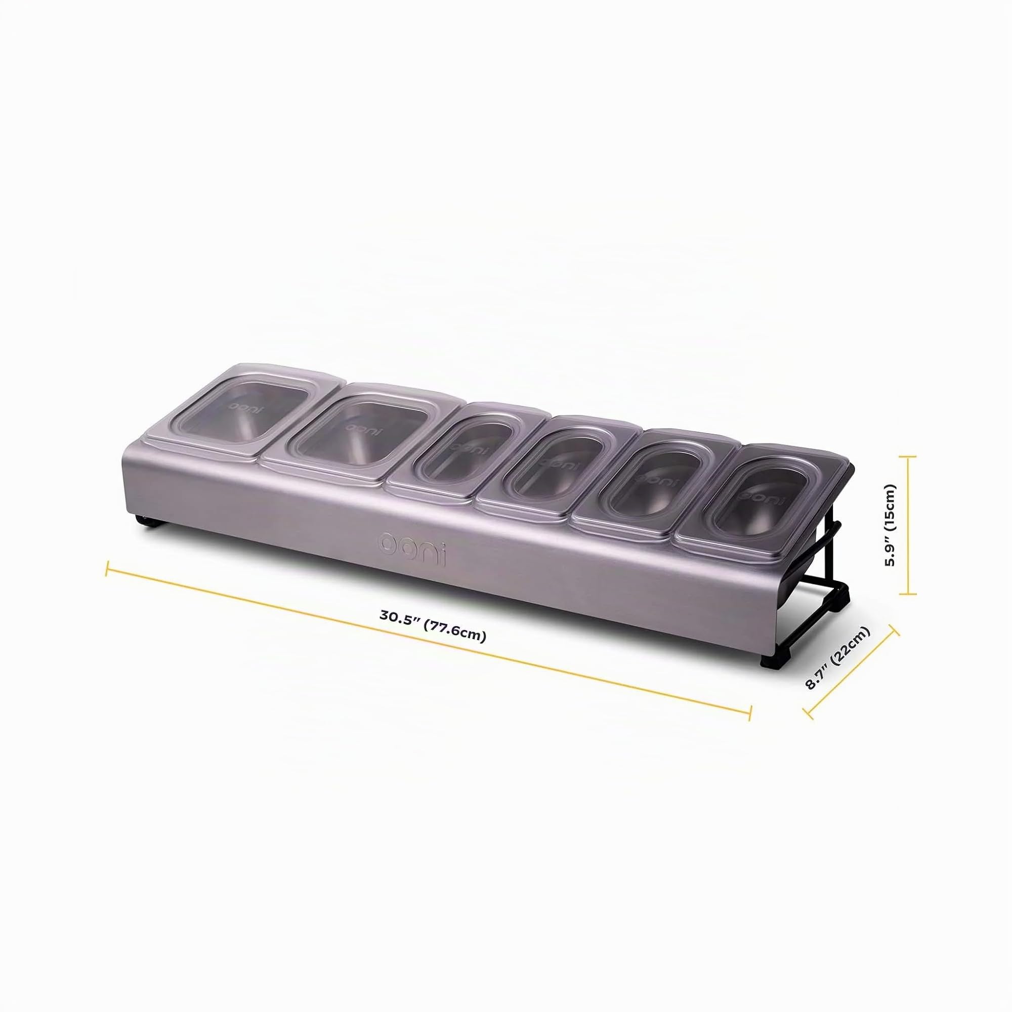 Ooni Saladette – Supporto vassoio in acciaio inox – Accessorio da cucina per forno per pizza 6 vassoi portaoggetti frigo con coperchio in silicone alimentare