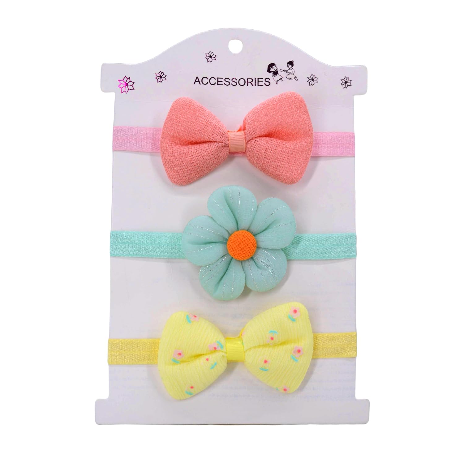 SYGA 3 Pcs Baby Headband Set for Girls 0-3 Years – Soft Elastic Bow & Flower Hairbands | Stretchable Newborn Infant | Comf...