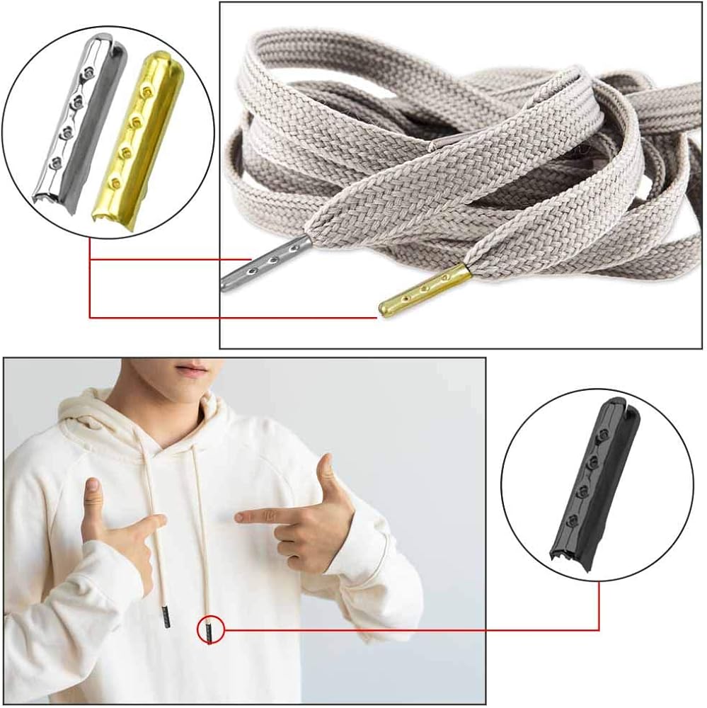 OLRWSLG 200 Pcs Metal Aglets Metal Shoelace Tips Shoelace Ends