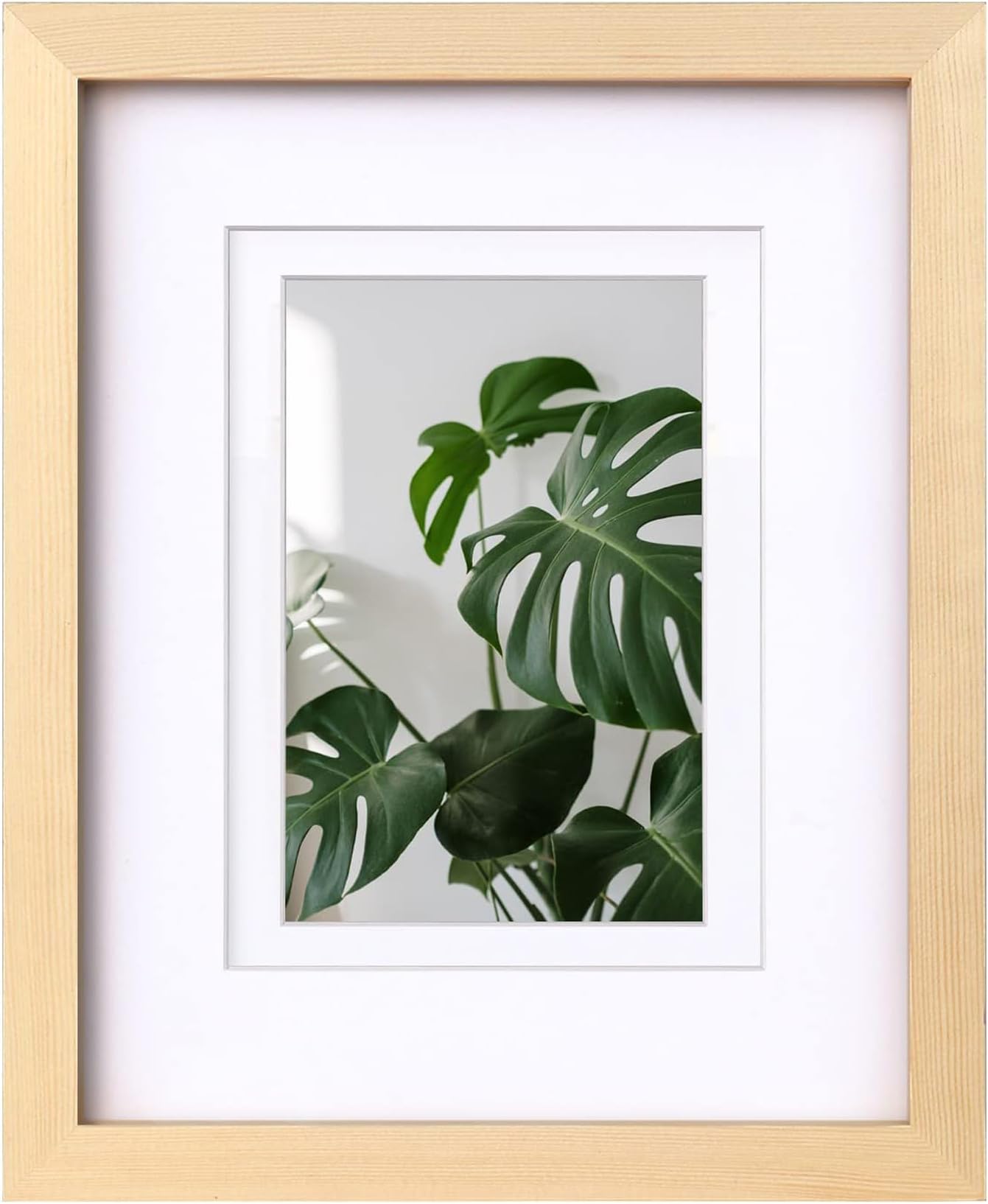 Egofine 8x10 Picture Frame Natural Wood Made of Solid Wood with Plexiglass, Display Pictures 4x6/5x7 with Mat or 8x10 Without Mat for Tabletop and Wall Mounting