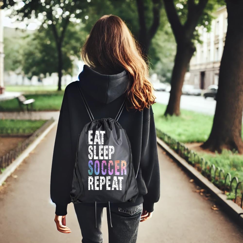 Bolsa de fútbol con cordón para niñas, mochila repetida para comer y dormir, regalo para jugador de fútbol, bolsa deportiva