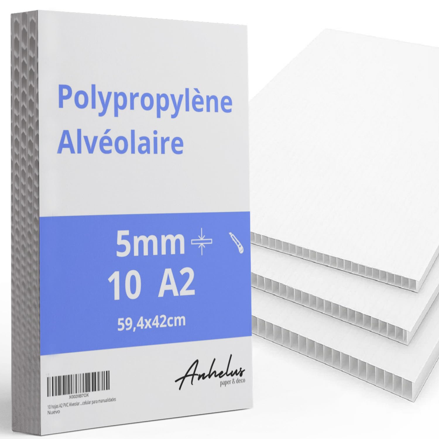 10 plaques PVC alvéolaire blanc format A2 | 5 mm épaisseur | Panneaux plastique ondulé A2 420×594 mm | Plaques polypropylène alvéolaire pour bricolage et signalétique