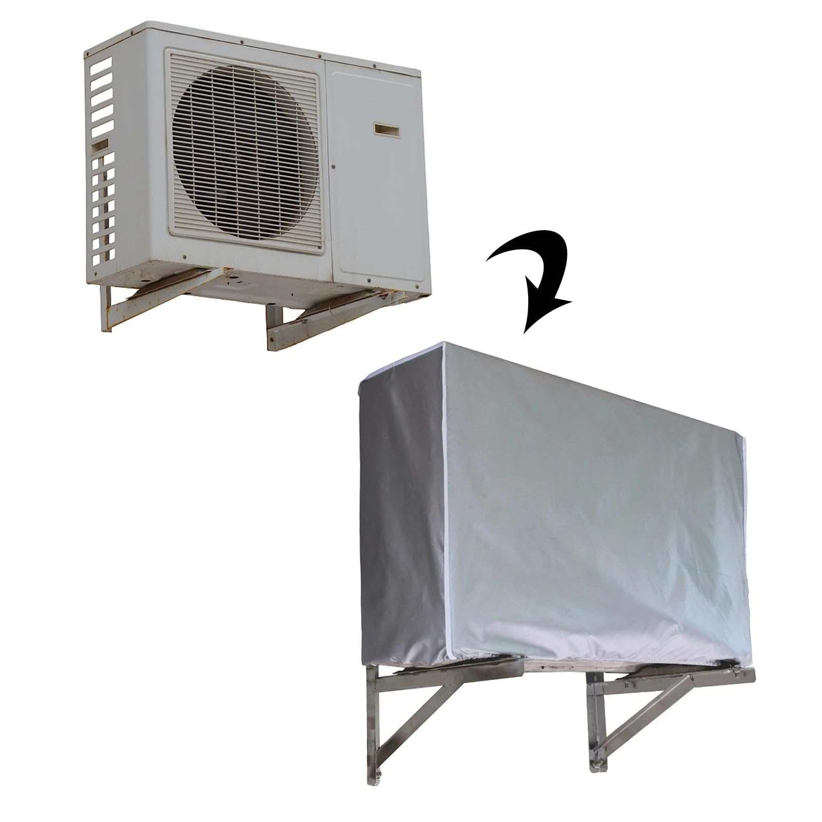 Coperture per condizionatori da esterno, Copertura for condizionatore d'aria in tessuto Oxford bianco argento, dimensioni multiple(80x30x57cm)