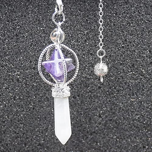 Raumdekoration Runde Perle Merkaba Wünschelrutenpendel Quarz Naturstein Weiß Rosa Kristall ReikiPendule Anhänger Pendel (Color : Pink Crystal)