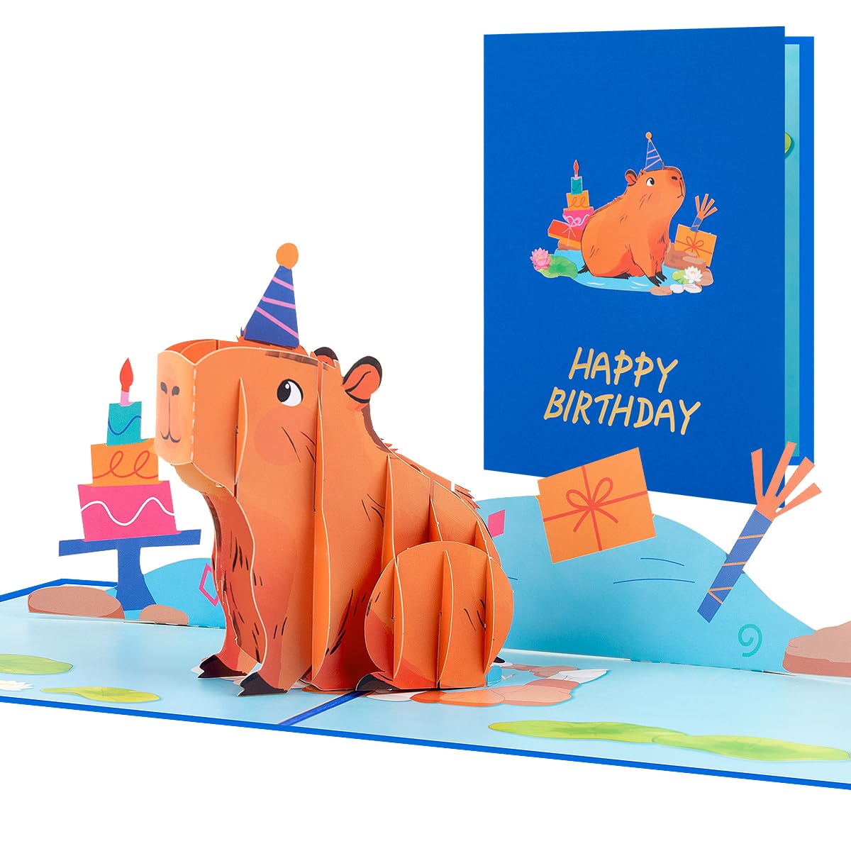 CNLITIHEKA Capybara Pop Up Card, Capybara Birthday Card, Anniversary, Friendship, for Girls, Boys, Includes Envelope.