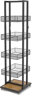 Supermarket Display Shelf 140Cm Tall Snack Stand Display, Narrow Retail Foods Storage Trolley With 360° Wheels For Supermarket Grocery Party Cellar Home Theatre College D,Black 120cm/47.2in