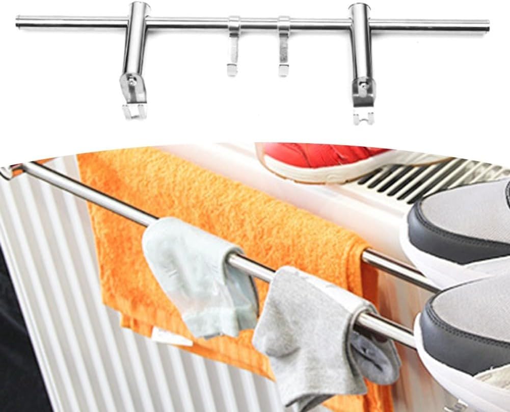 Stainless Steel Radiator Towel Rail, Adjustable Heating Drying Rack for Bathroom, 10kg Capacity Clothes Hanger for Winter Laundry, Silver 40cm(60cm)