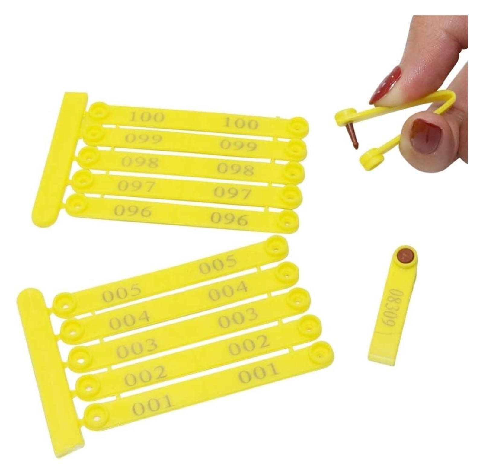 bagues pour pigeon， 100 pièces, anneau d'identification des ailes de poulet, oiseau canard caille Pigeon, Identificateur d'ailes de poulet(Yellow)