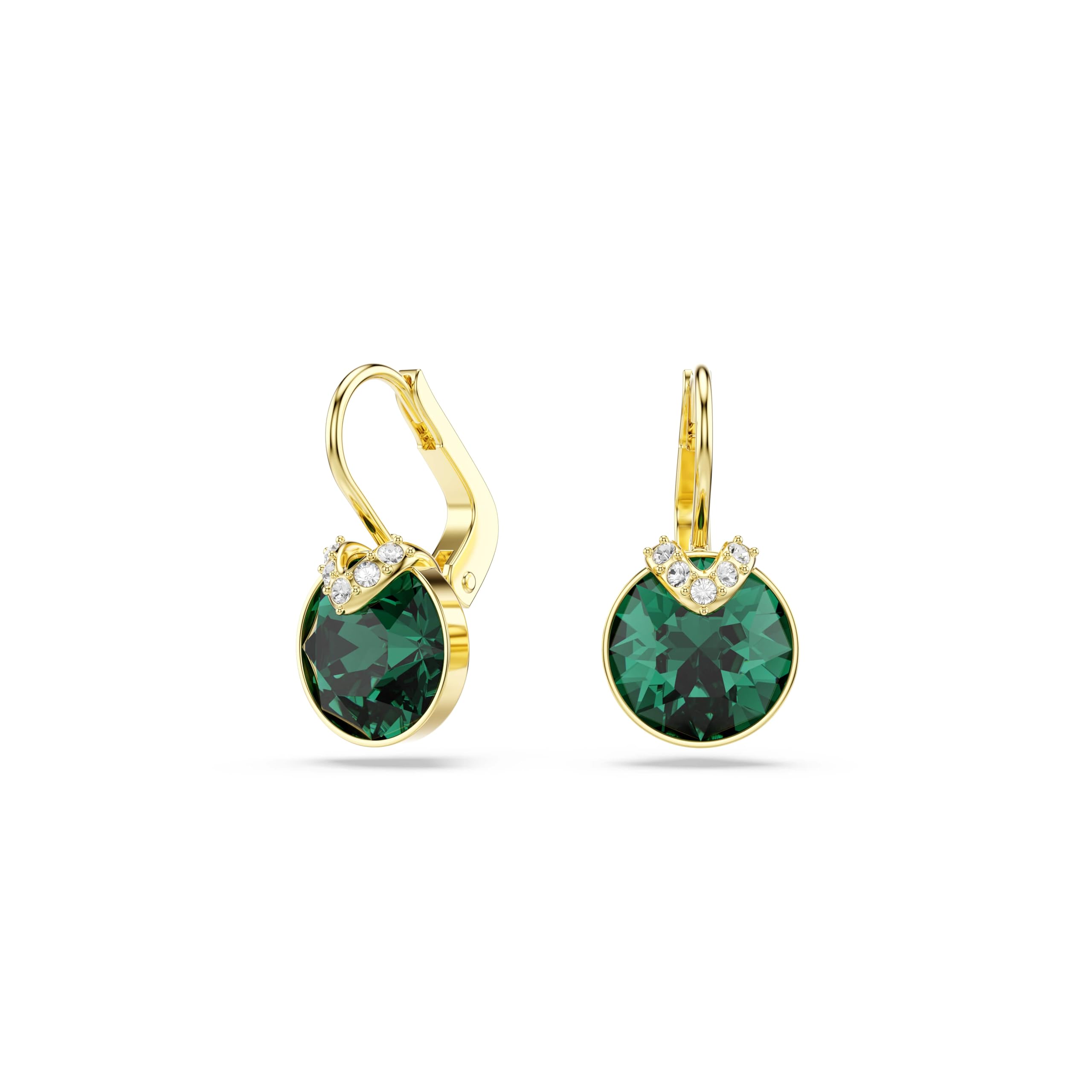 Swarovski Bella V Drop Earrings, Green Round-Cut Crystals in a Gold-Tone Finished Setting, Part of the Swarovski Bella Collection