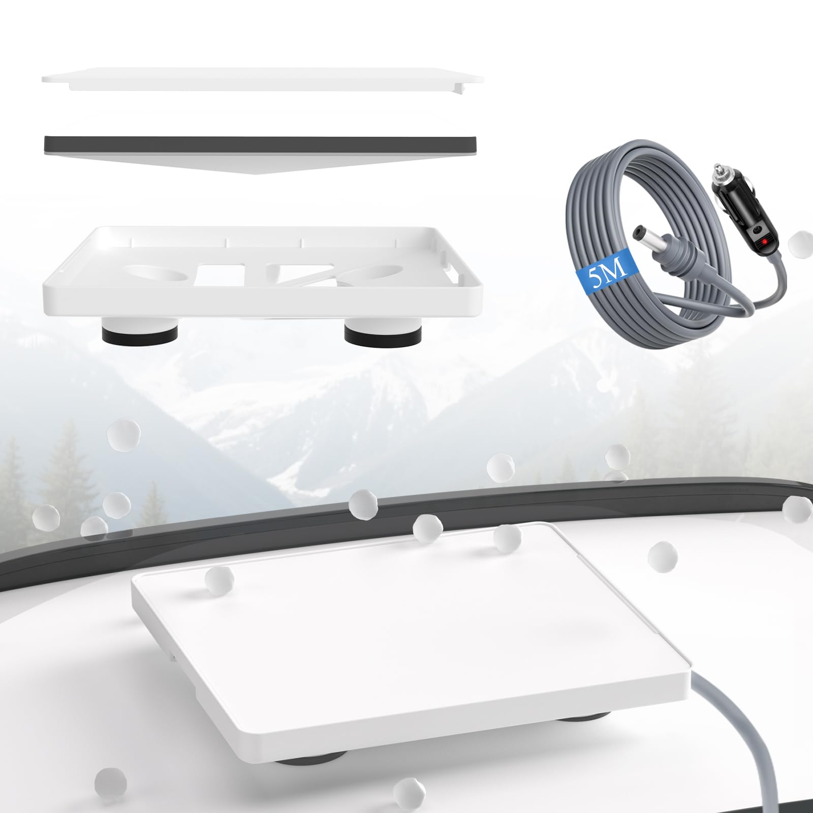 Starlink - Mini soporte con cubierta protectora y cargador de coche de 5 m, soporte magnético para vehículo, resistente al granizo y a los rayos UV con rejillas de ventilación, para coche, camión, RV