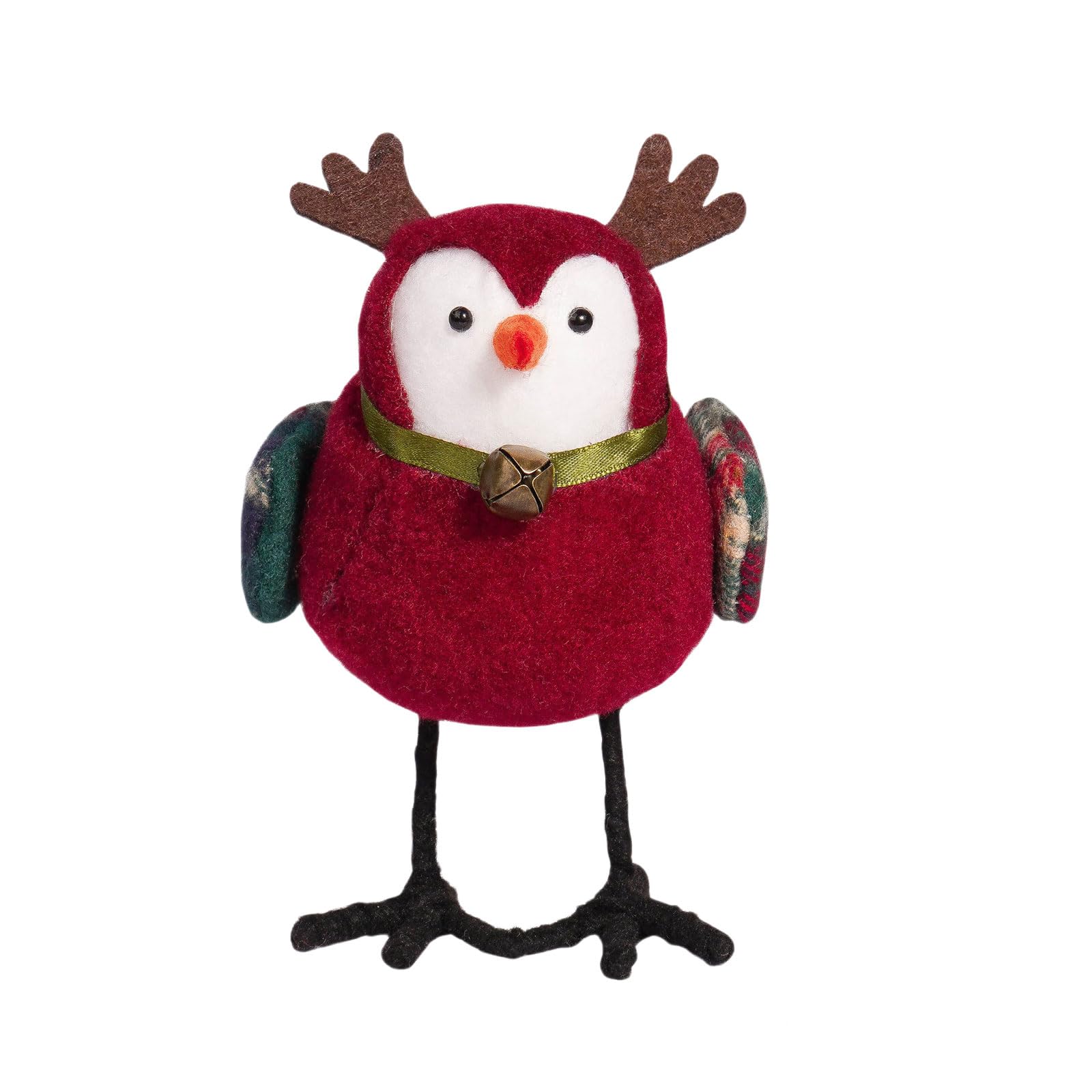 Msioytog Christmas Birds Tabletop Decorations, Christmas Bird Figurines with Plush Hat, Bird Xmases Ornament Tabletop Decors Figurines with Plush Hat
