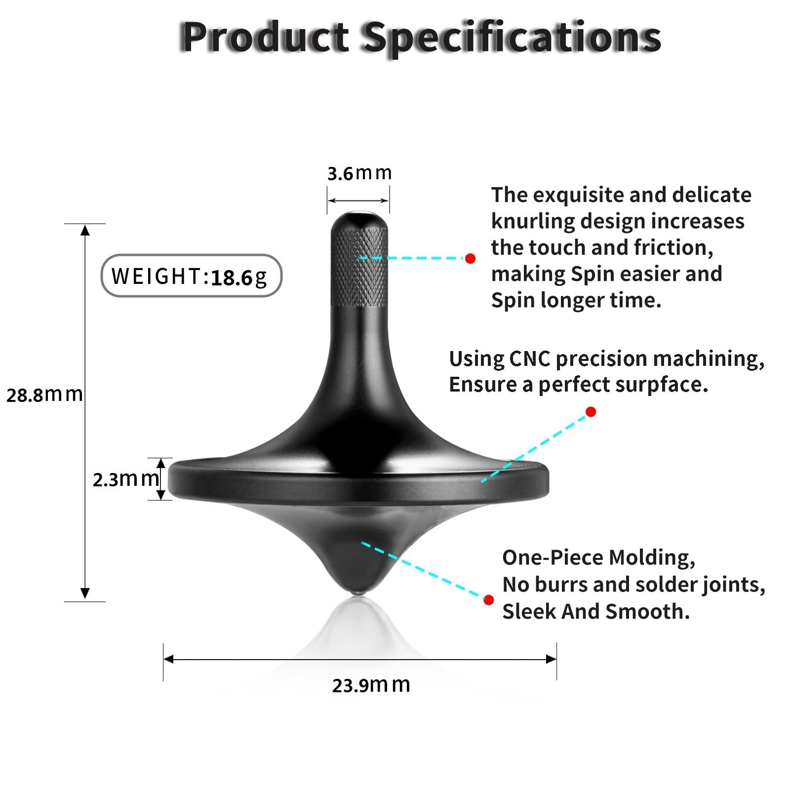 Stainless Steel Spinning Top, Well Made Metal Decompression Toy, Perfectly Balanced, Spin Smooth, Helps Relieve Stress and Anxiety, Effective Time-killing (3PCS Black+Silver+Iridescent/S) - Image 2