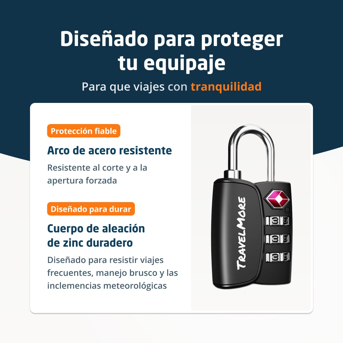 Candado TSA para maleta de viaje con indicador de apertura | Aprobado por la TSA | Candado de combinacion | Negro (6 uds.)