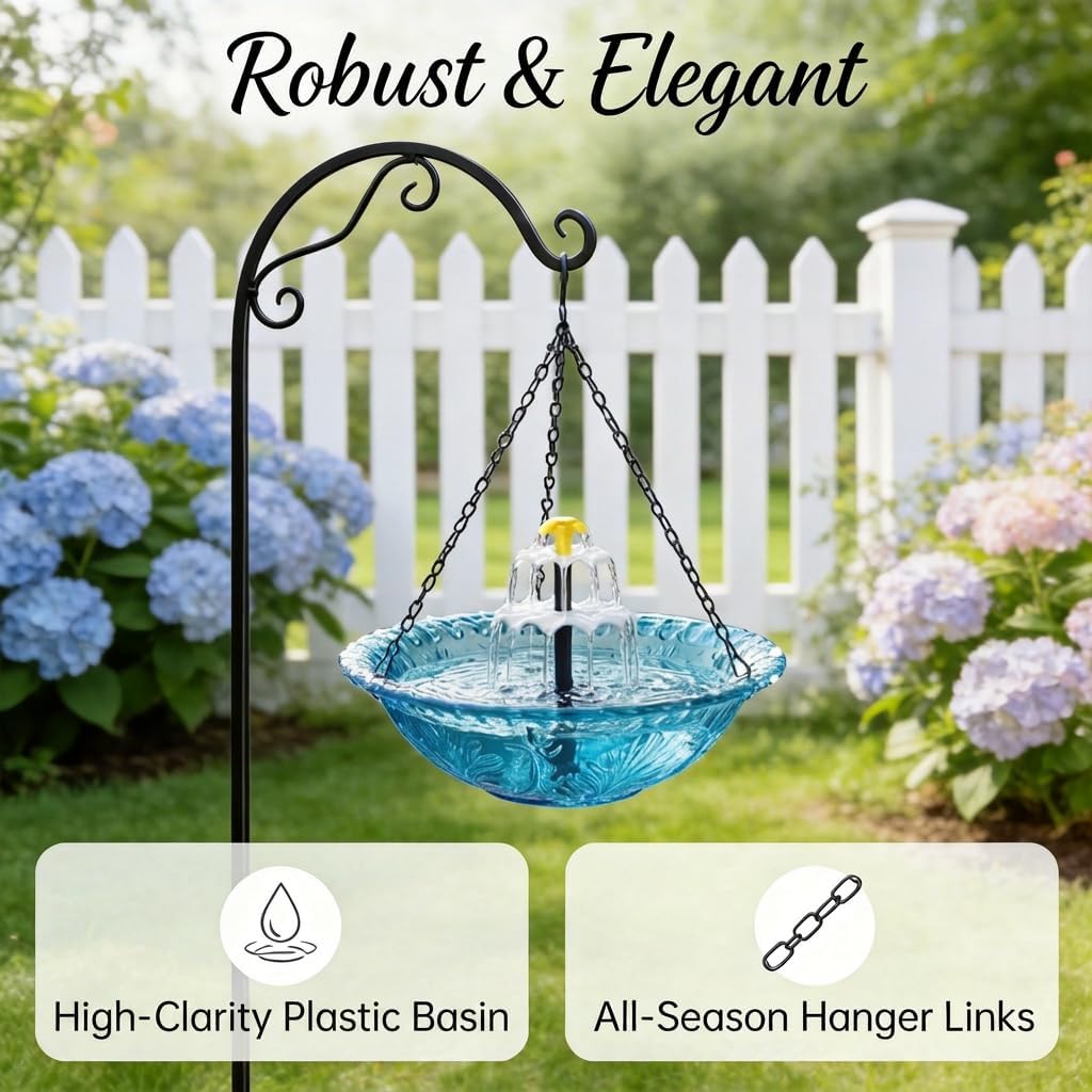 Hanging Solar Bird Bath Fountain, Upgrade 3-Layer Solar Powered Cascading Water Fountain, Outdoor Humming Birds Cascade Baths Fountains for Garden, Yard, Patio, Backyard & Lawn Decor