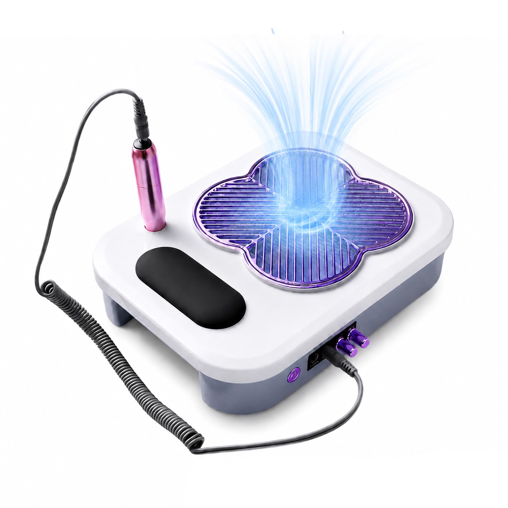 3 in 1 Professioneller Elektrische Nagelfeile | Maniküre Set Elektrisch mit Elektrischer Nagelfeile Staubabsaugung für Nägel mit UV-LED Nagellampe für Nagelkunst Nagelstudio