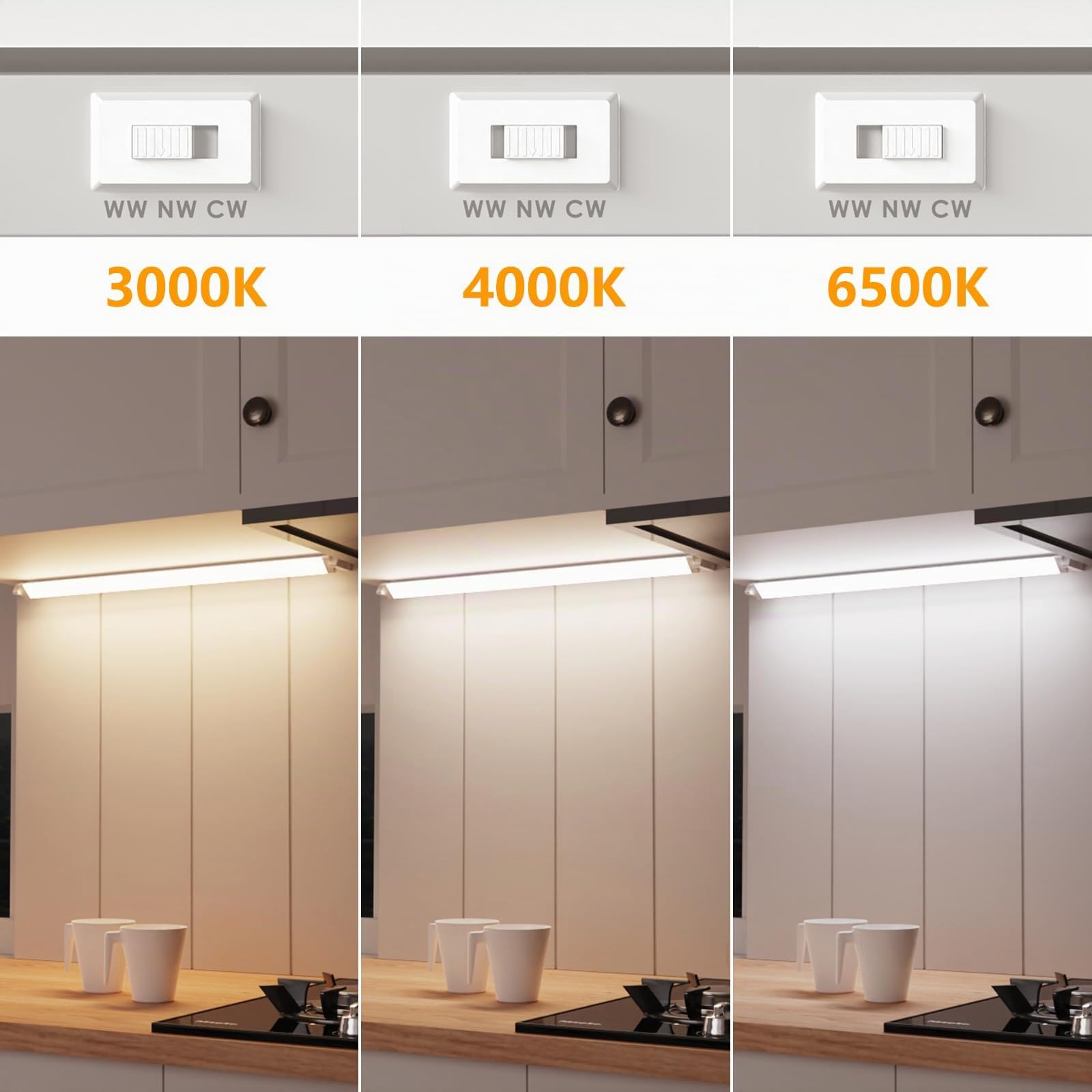 ENUOTEK Luce LED Sottopensile Cucina, Barra LED Sottopensile 545MM 2 Pezzi Dimmerabile, 3 Colori di Luce Regolabili 3000K 4000K 6500K Luci, 8W 750Lm, Per la Cucina e il Bagno, Funzione di Memoria